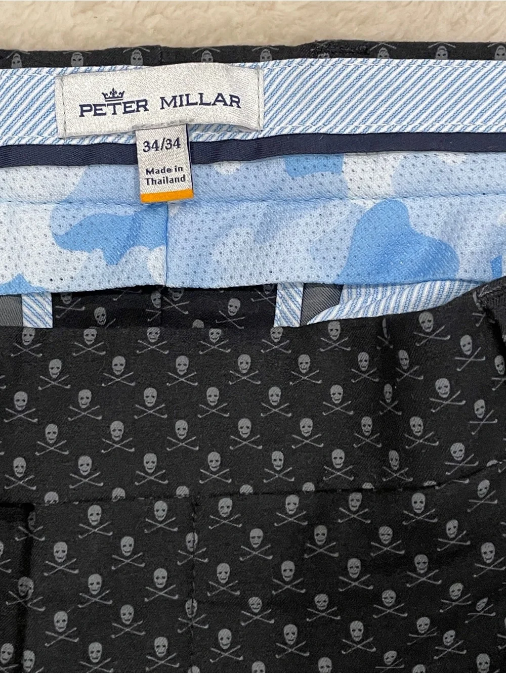 Peter Millar Golf Pants 34x34 Mens Crown Sport Carrboro Performance Skull Print
